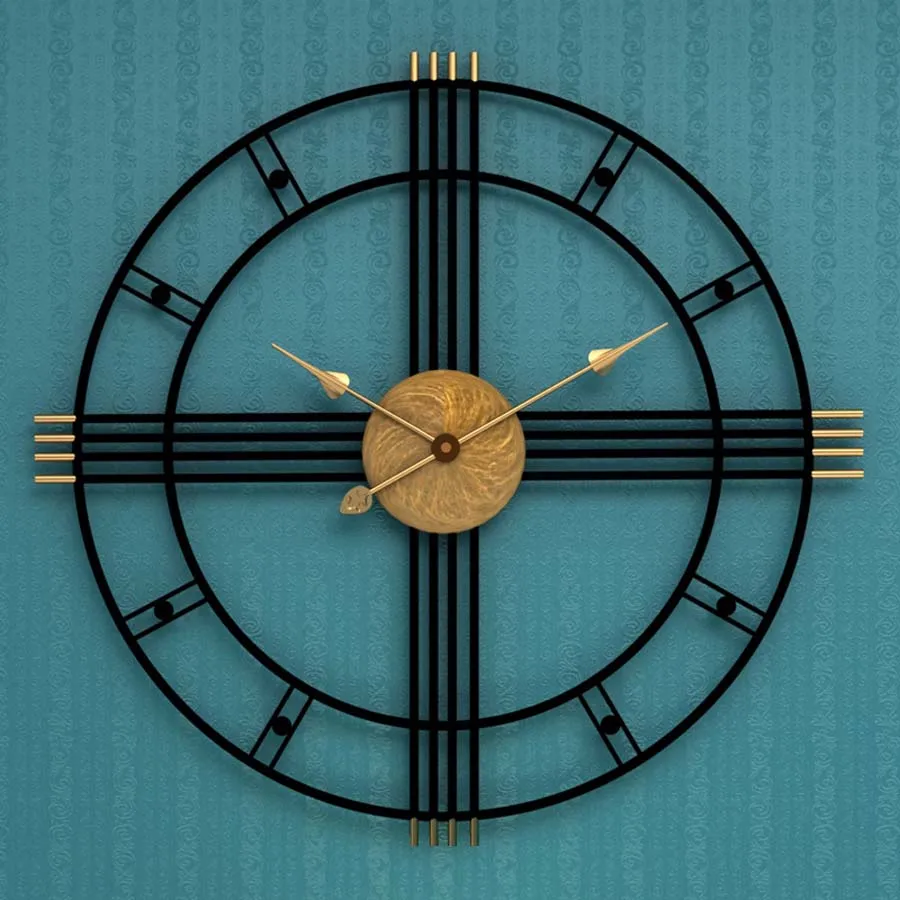 50/60 см в европейском стиле ретро настенные часы черного и золотого цвета