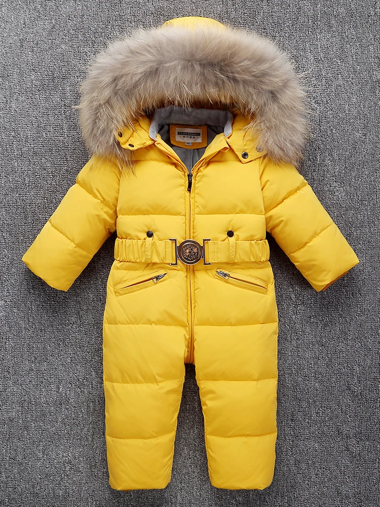 803 Russia Winter Thicken Rompers Snowsuit Baby Boys$Girls Warm Hoodie Clothes Girls Duck Down girls winter Jacket Jumpsuit | Детская