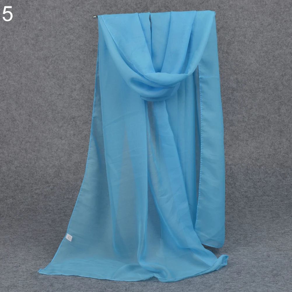 Женская однотонная длинная шифоновая шаль от солнца Модный летний шарф палантин