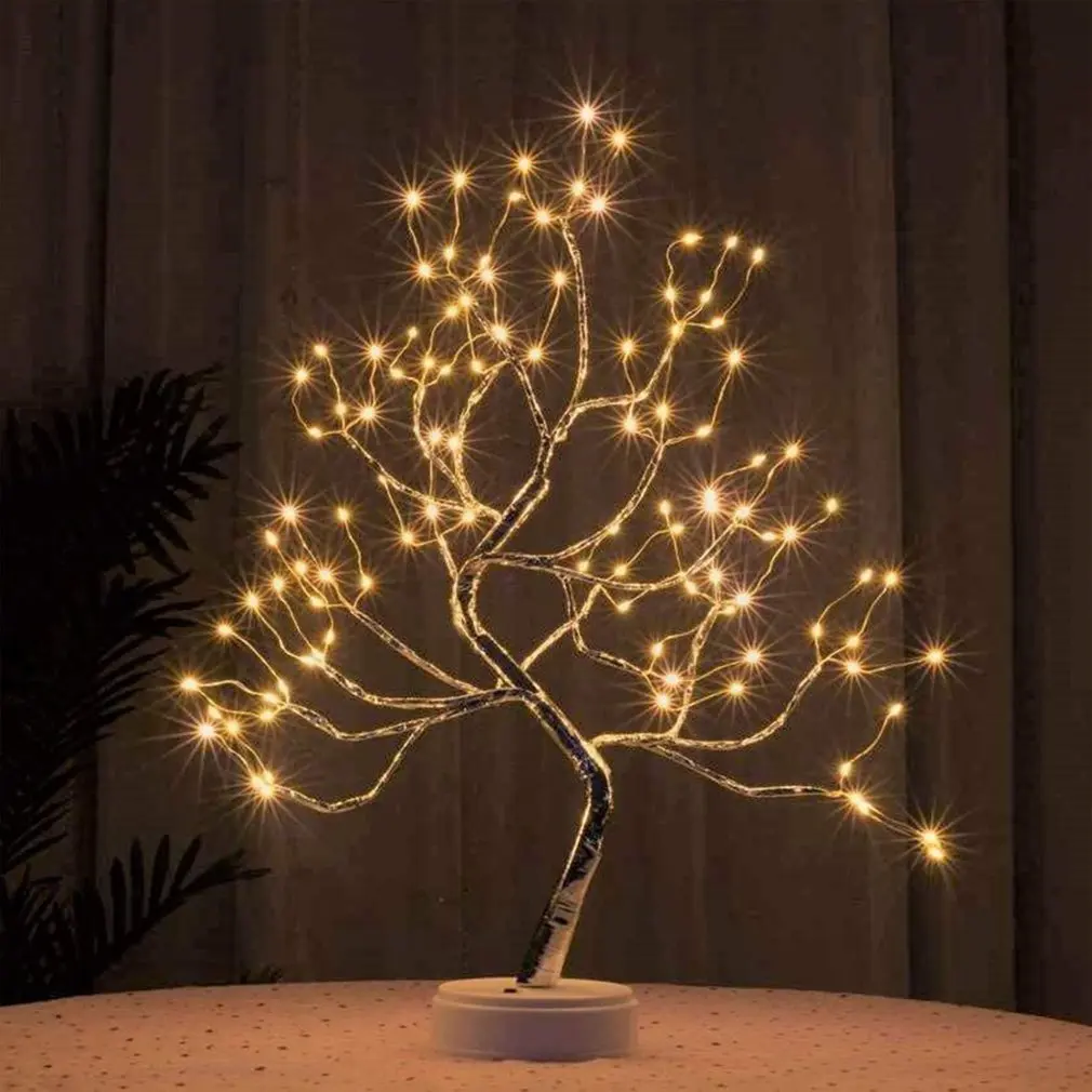 

LED Night Light Mini Christmas Twinkling Tree Copper Wire Garland Lamp For Holiday Home Kids Bedroom Decor Luminary Fairy Light