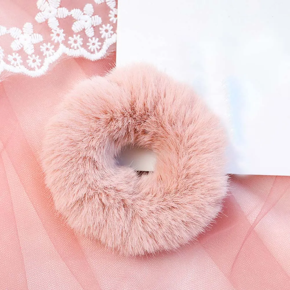 Эластичная резинка для волос на осень и зиму простая однотонная мягкая плюшевая