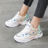 tophqws 2022 women sneakers casual platform sports shoes female spring breathable vulcanized flat shoes lace up chunky sneakers