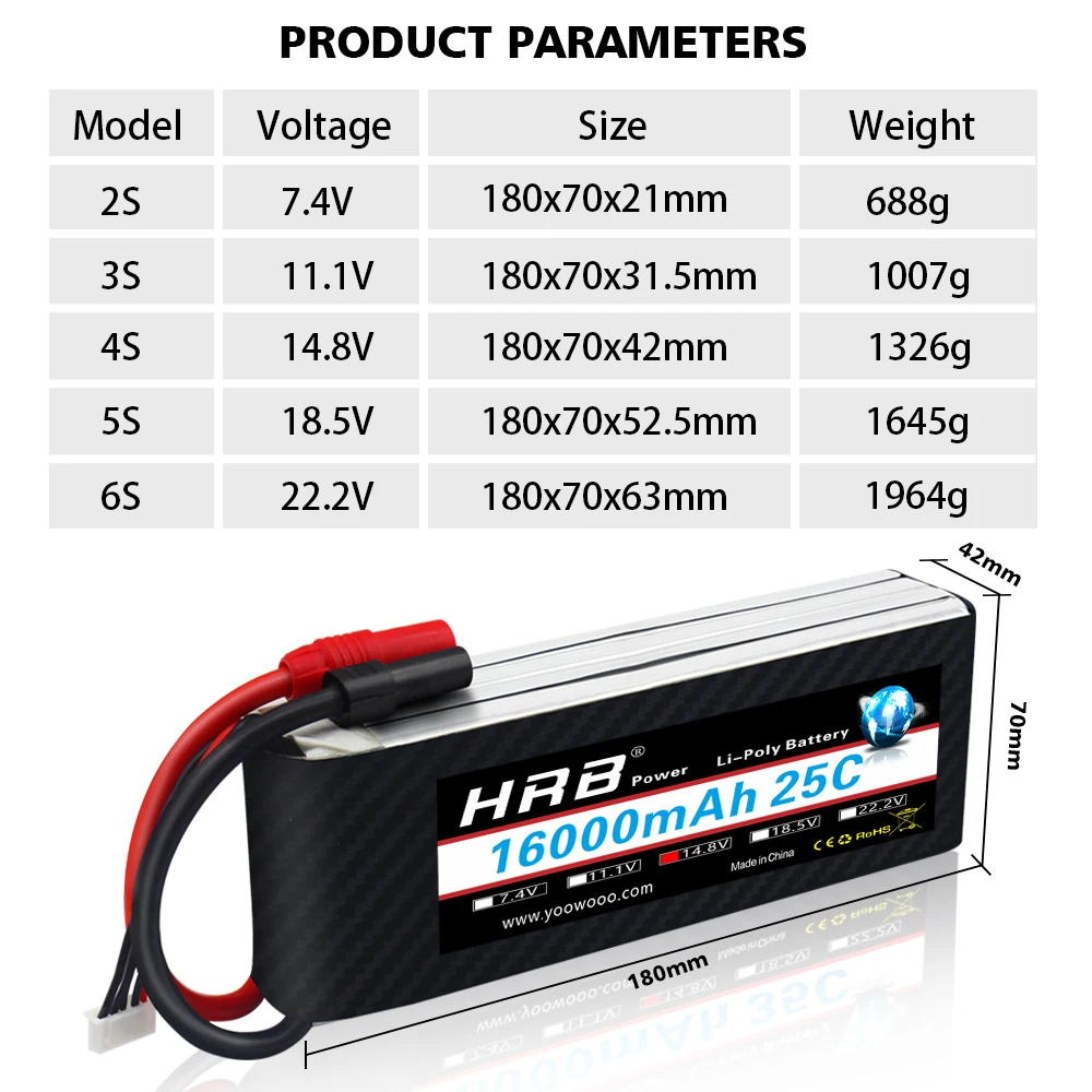 Аккумулятор Lipo для радиоуправляемого велосипеда 14 8 в 16000 мАч 25C XT150 48 В 16 Ач |