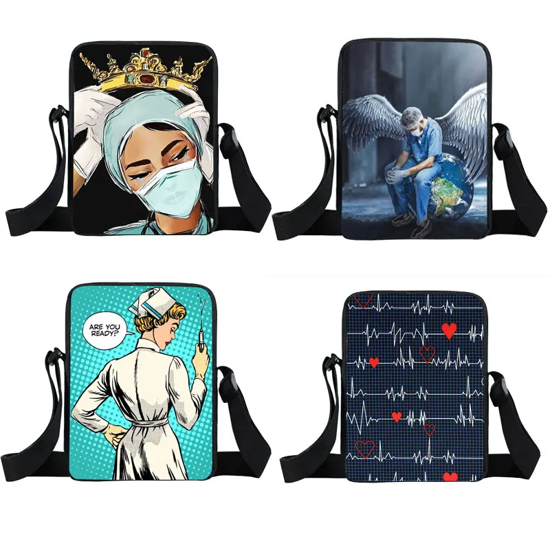 Черная медсестра с короной мини-сумки-мессенджеры женские сумочки Дамская