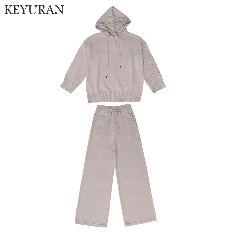 Комплект из 2 предметов: свитер и вязаные штаны Модный женский спортивный костюм