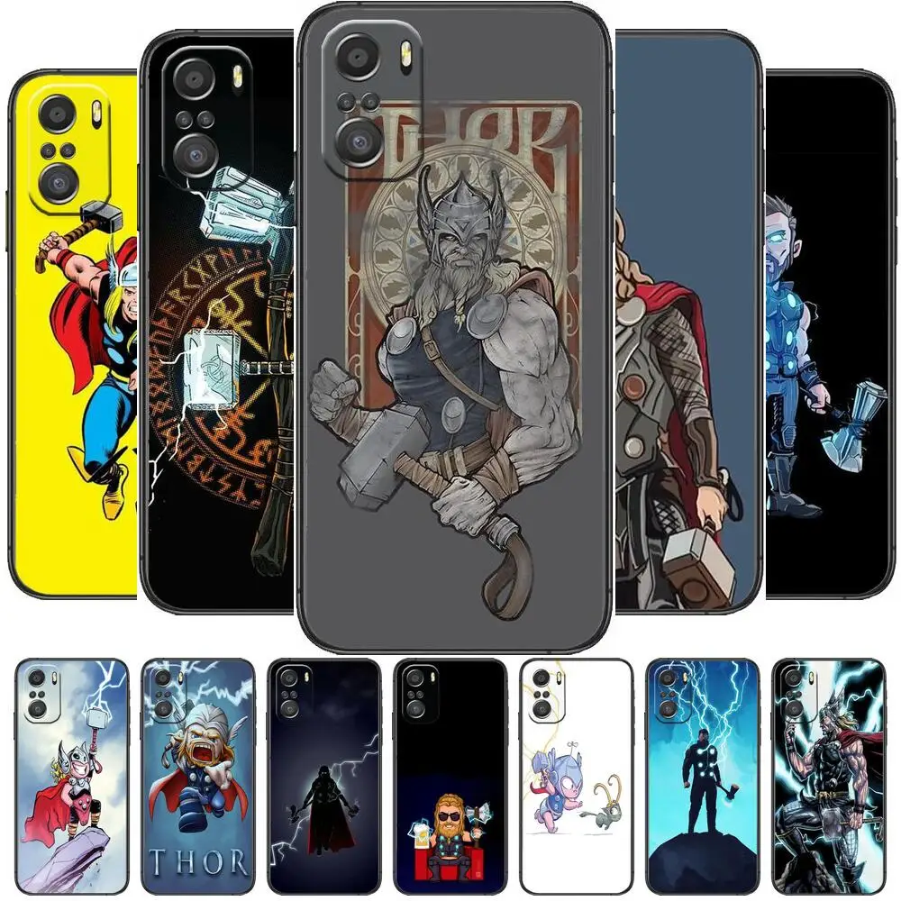 

thor cartoon cartoon Phone Case For XiaoMi Redmi Note 10 9 9s 8 7 6 5 A Pro s T Black Cover Silicone Back Pre style