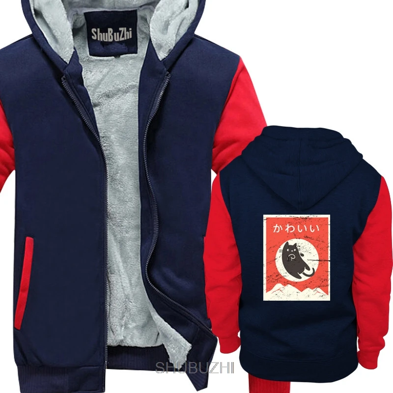 Винтажный Японский кот &quotKawaii&quot аниме мужские толстые толстовки модная зимняя