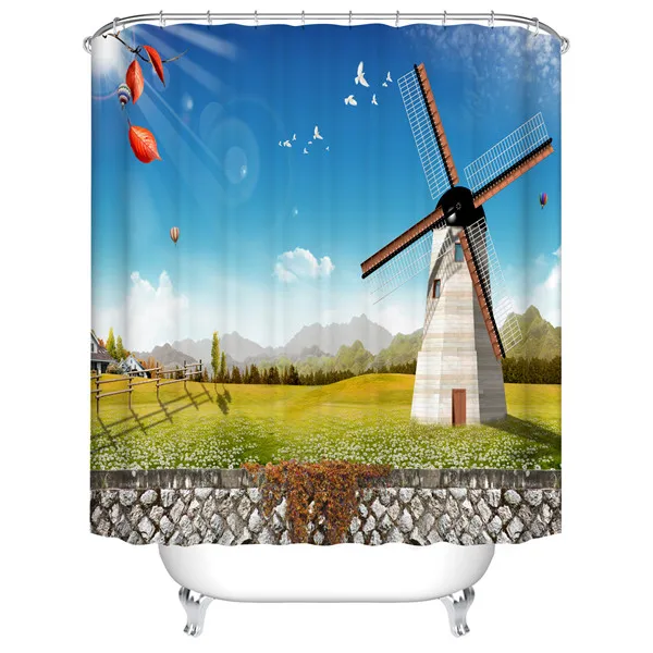 

2021 London's King's Cross Station Brown Wall Vintage Shower Curtain Waterproof Bathroom Decor Curtains Shower Curtain Set Bano