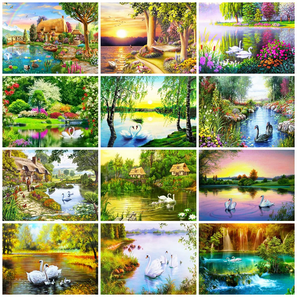 

Алмазная вышивка с изображением животных, пейзажа, стразы