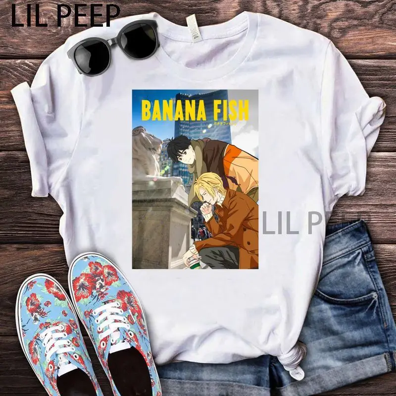 

Футболка Мужская/женская с принтом банановых рыбок, модный топ с коротким рукавом, лето