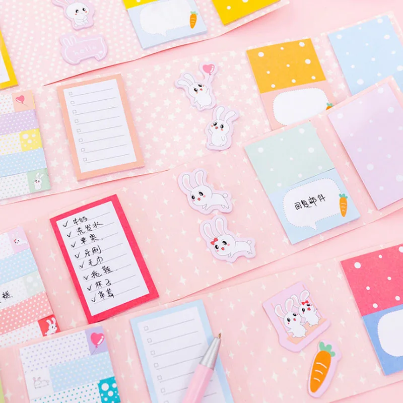 

1pack Rabbit Six Fold Four Design Sticky Notes NoteBook index notes Stationery Cartoon mini memo pad