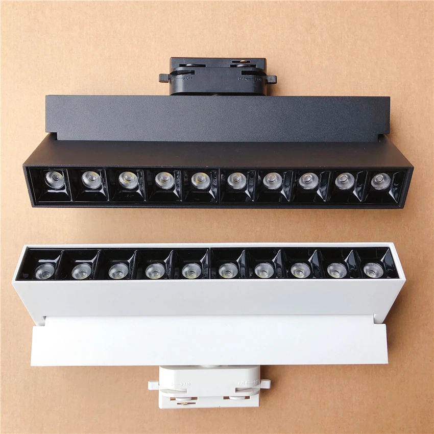 Алюминий 20W Светодиодный Трековый светильник рельс Точечный AC110V 220V Потолочная