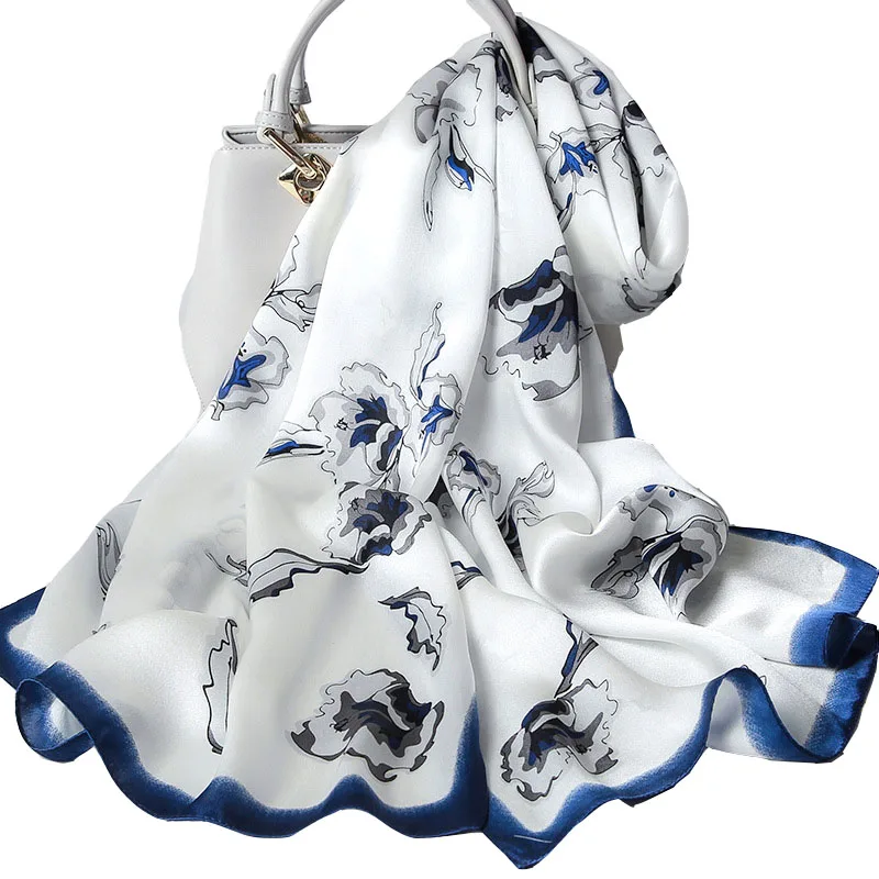 

Новинка весна-лето Шелковый шарф женский солнцезащитный шарф 100% шелк женская мягкая шаль средней длины для секса