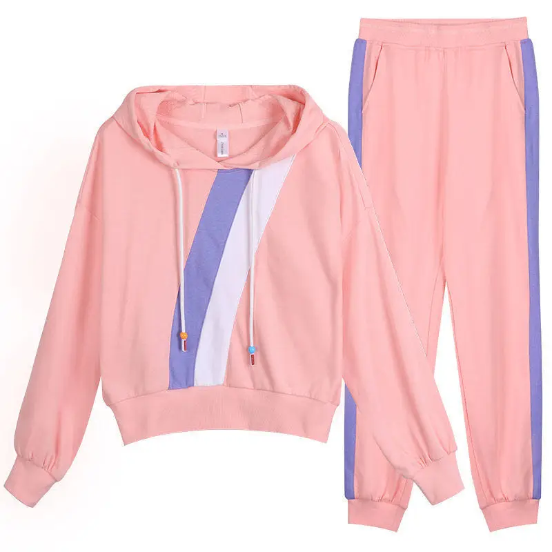 

Autumn new suit women cotton fashion sportswear two-piece loose large size hooded sweater casual pants