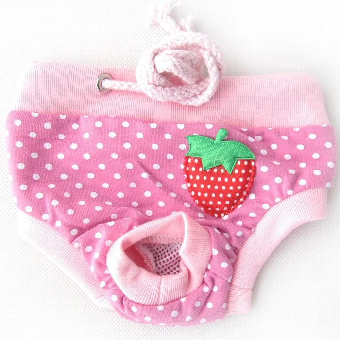 Pink dot strawberry Fenice маленькие милые собачий санитарный брюки для питомцев нижнее белье гигиенические штаны короткие хлопчатобумажные физиологические трусики для животных полосатые подгузники нижнее белье - Цвет: Pink dot strawberry