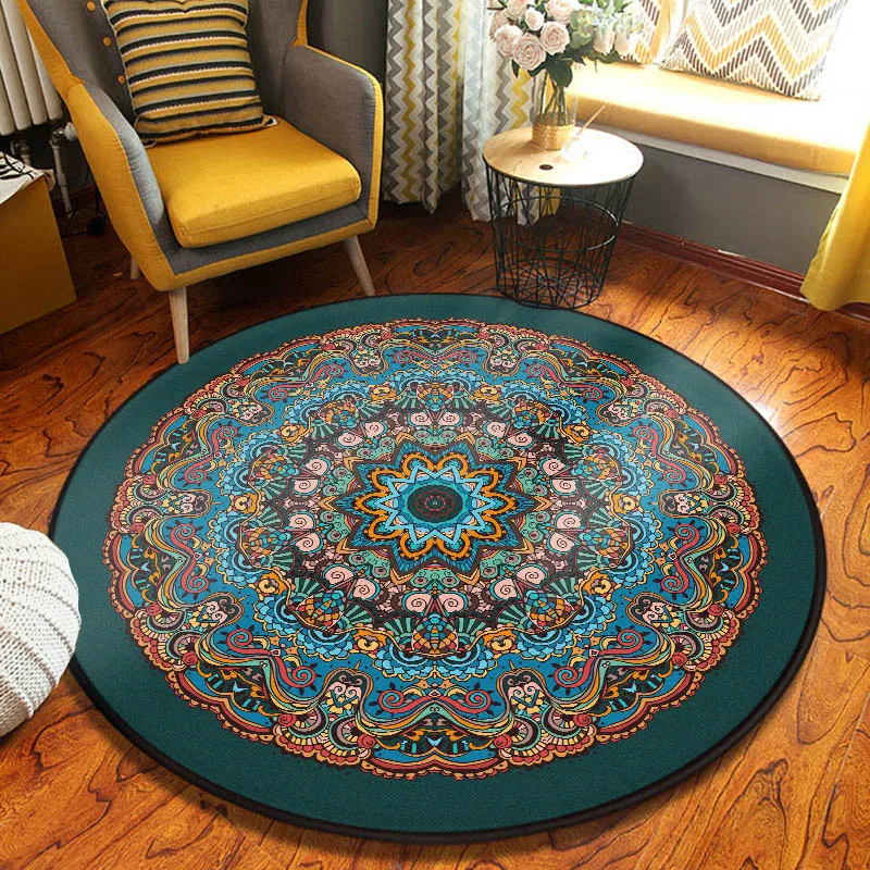 

Nordic Round Carpet for Living Room Mandala Area Rugs Modern Kids Playing Mat Anti Slip Bedroom Floor Mat Home Home Decor 120cm