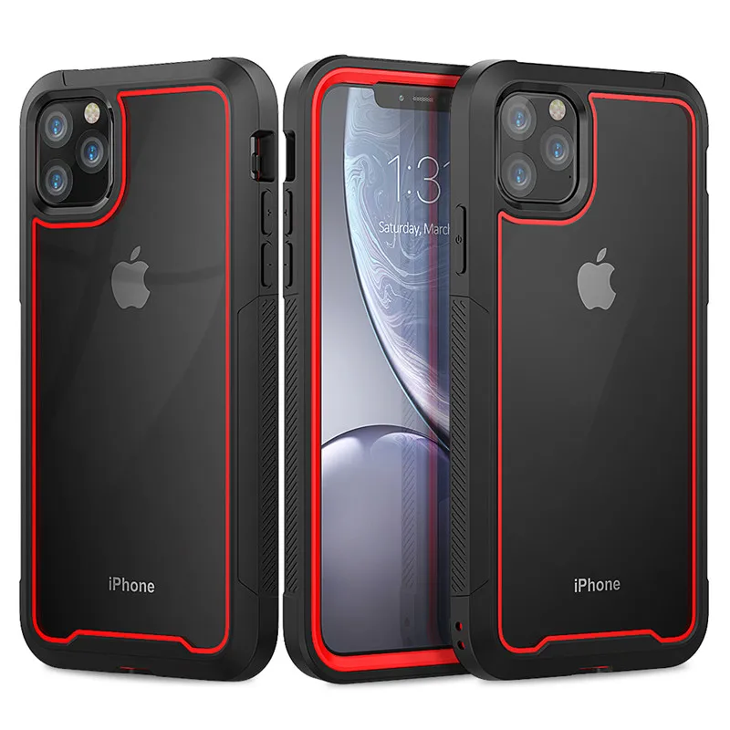 Red Прочный противоударный Прозрачный чехол для телефона для iPhone 11 Pro Max 7 8 6S 6 Plus XS Max XR X амортизация бампер гибридный Чехол - Цвет: Red