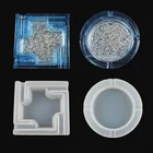 Новинка 2021, прозрачная эпоксидная форма сделай сам, зеркальная большая пепельница, силиконовая форма, квадратная, круглая, алмазная Нижняя коробка для хранения пепельницы, оптовая продажа
