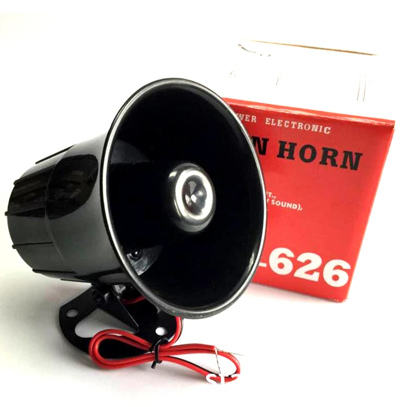 

YiiSPO siren Alarm Horn 12V 110dB Alarm 6 Tone Black Siren Horn Loud