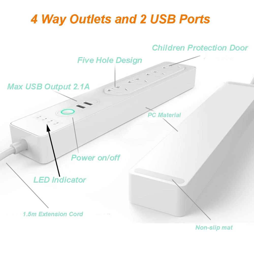 Wifi Smart Power Strip Защита от перенапряжения 4 способа AU электрическая вилка
