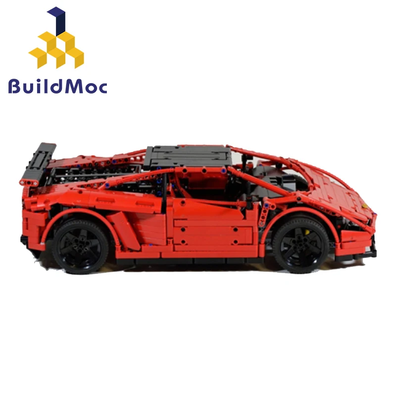BuildMoc для MOC Lamborghini Audi R8 V10 Ferrarii 458 Строительные блоки Набор игрушек DIY развивающий