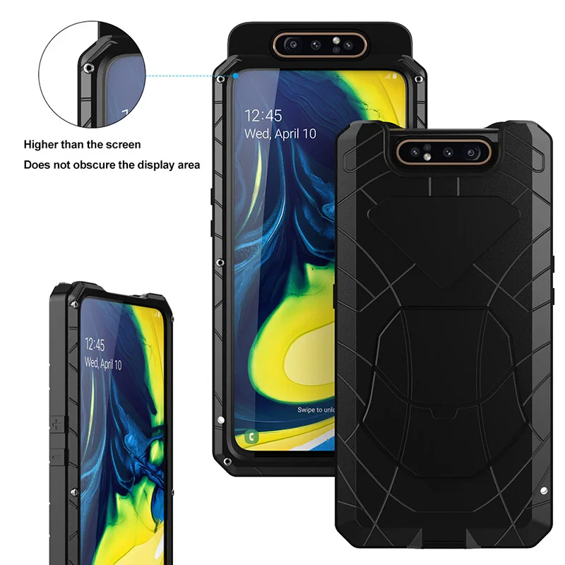 Для samsung Galaxy A80 твердый корпус для телефона Алюминиевый металлический закаленное