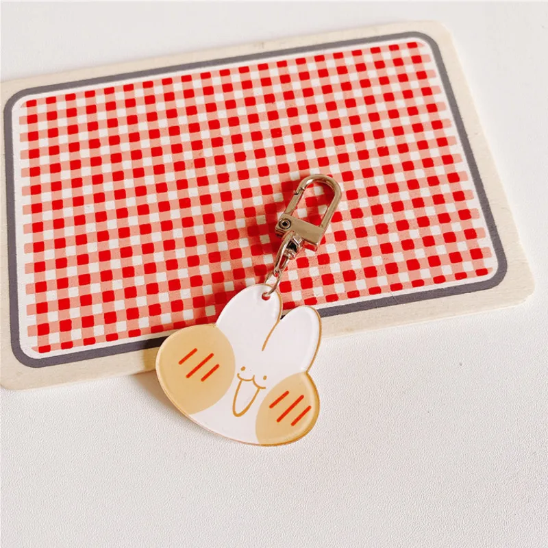 Cartoon Cute Rabbit PVC Keychain Minnie Key Ring Anime Mini Figure Chain Charm Holder Fashion Trinket Kids Gift | Канцтовары для