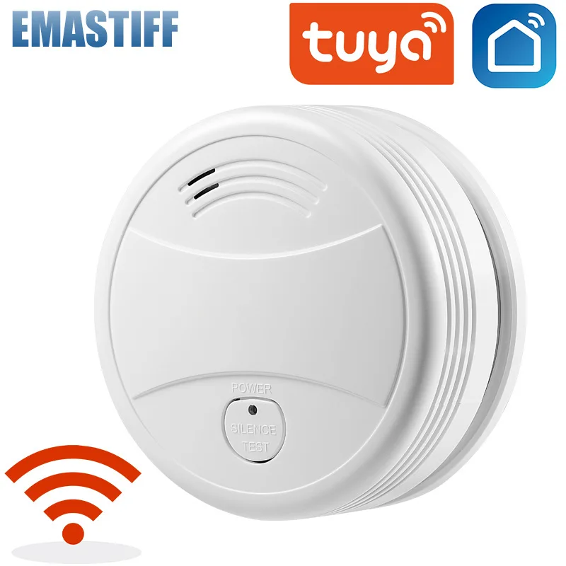 

Беспроводной детектор дыма Wifi Tuya, датчик дыма с сигнализацией о низком заряде батареи, датчик Пожарной Сигнализации