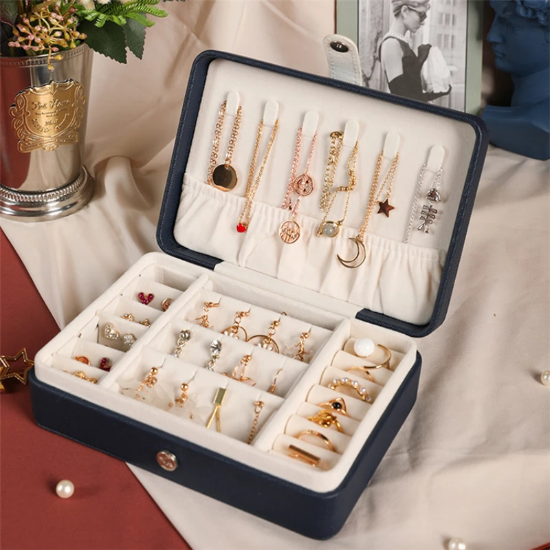 

XINSOM Jewelry Organizer Display Travel Jewelry Case Boxes Travel Portable Jewelry Box Leather Storage Organizer Earrings Holder