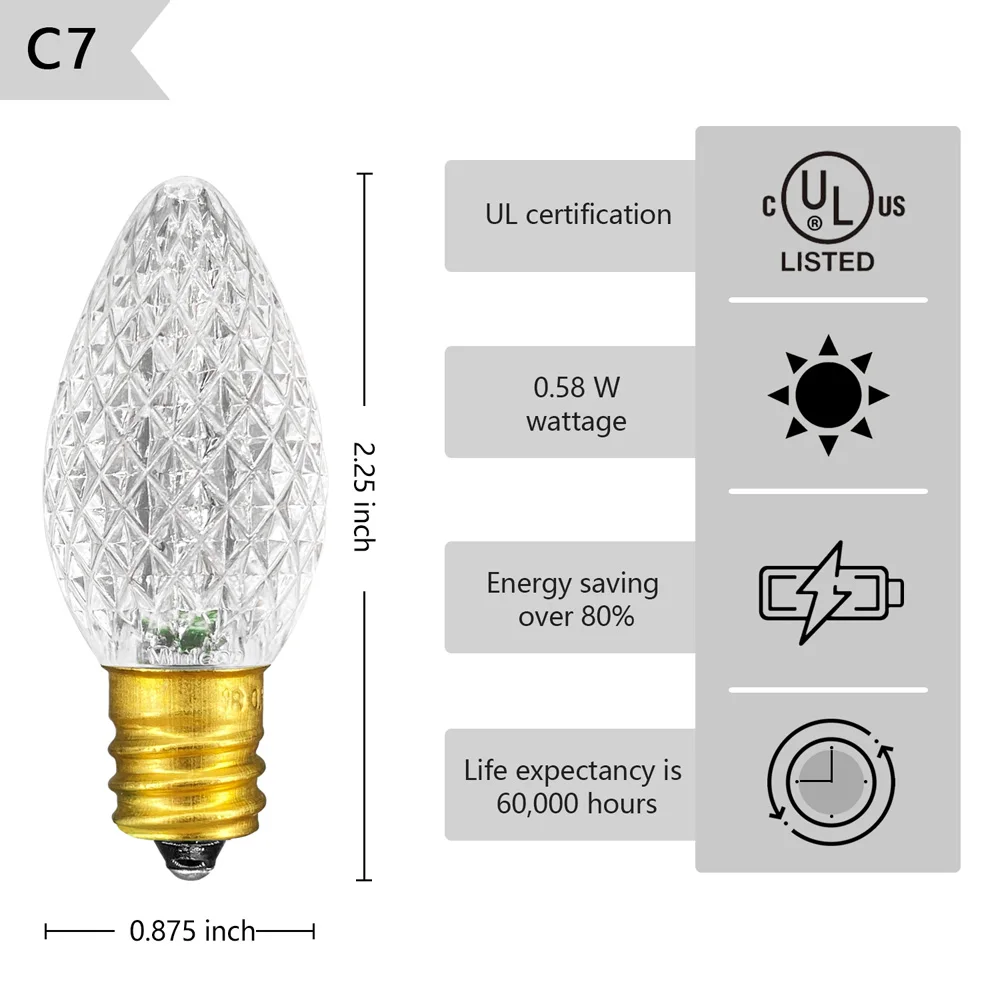 UL Listed коробки 25 C7 светодиодный Замена лампы 2 SMD СВЕТОДИОДНЫЙ s в каждом