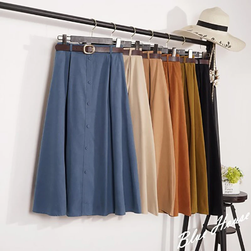 Осенняя юбка Женская замшевая Вельветовая миди Длинная элегантная