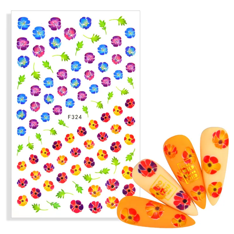 

2022 новый цветок Лаванда переводные наклейки на ногти 3D сушеный цветок лист слайдер декоративный Маникюр Клей тату
