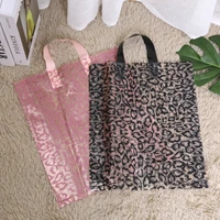 48 pcslot leopard plastic handles bag for party gift shoe box packaging portable bags transparent shopping storage poly bag