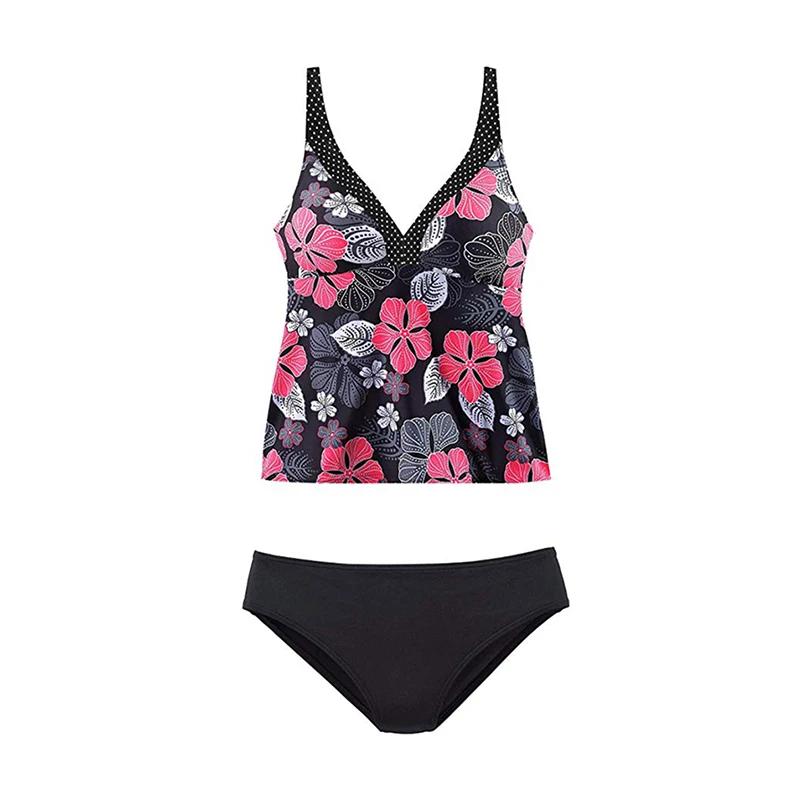 

2020 Vintage Retro Swimwear Women Tankini Swimsuits Two Pieces Swimsuit Print Bathing Suits Summer Beach Wear Swimming Suit XXL