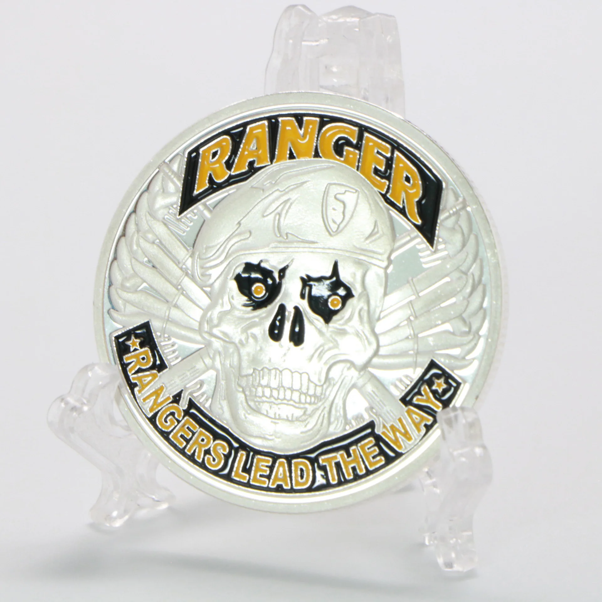 

American Ranger Skeleton Pirate Silver Plated Commemorative Coin Collection Coin Glory Color Silver Coin Army Fan Medal