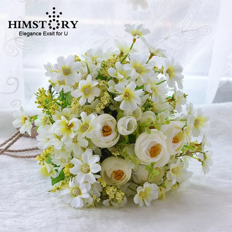 

HIMSTORY Bridal Bridesmaid Wedding BouquetSilk Flowers Artificial Bride Mariage Bouquet Wedding Accessories