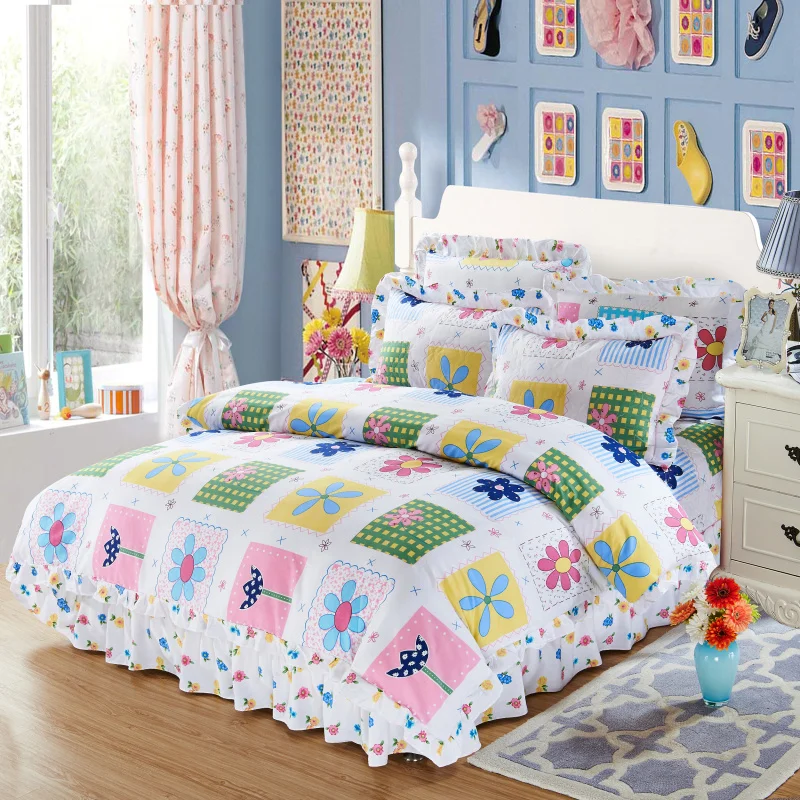 

Printed Floral Duvet Cover Set Queen/Full 4/6Pcs Soft Quilted Cotton Bedspread Bedding set Comforter Cover Coverlet Pillow shams