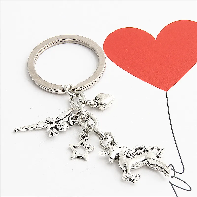 1 шт. брелок для ключей с изображением Феи единорога звезды сердца женщин и