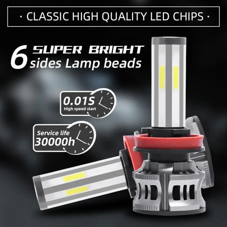 

2pcs 9005/9006/H4/H7/H11 6-Sides 72W 8000LM 6000K Fog Light Car LED Headlight Kit IP67 Waterproof for Car / Motorcycle