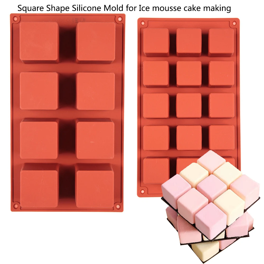 

French Square Rubik Mousse Cake Mould Non Stick Baking Mold Food Grade Silicone Ice Cubes Chocolate Pudding Jelly Ice Lattice