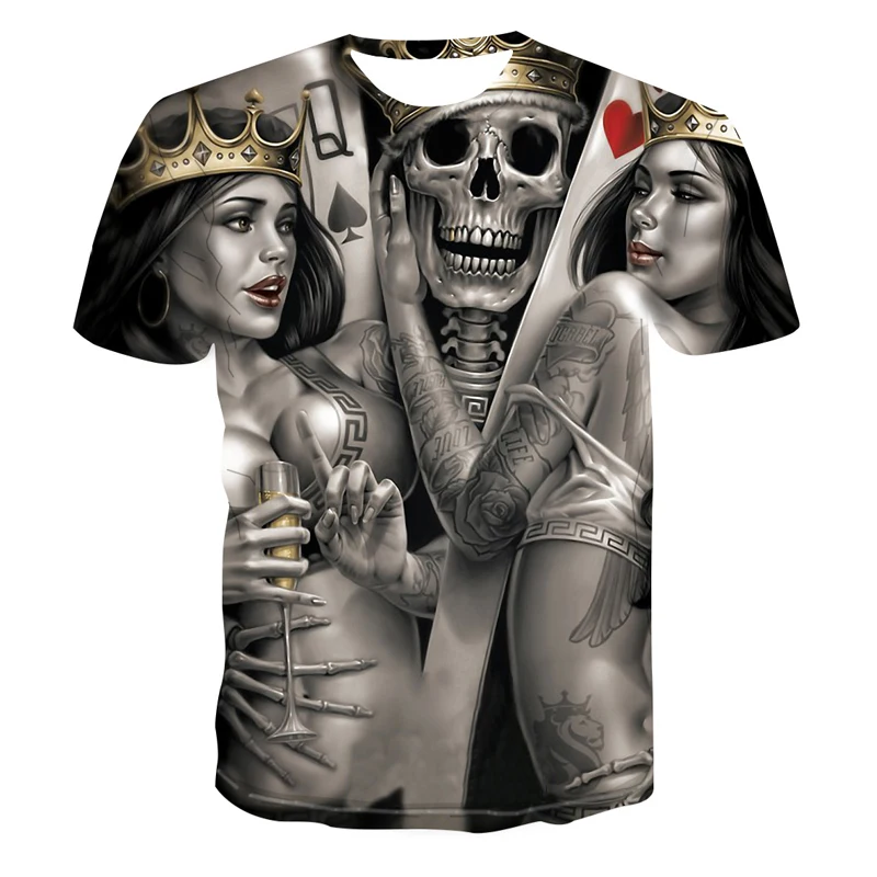 Брендовая 3d футболка beauty & skull king забавная мужская и женская летняя с короткими