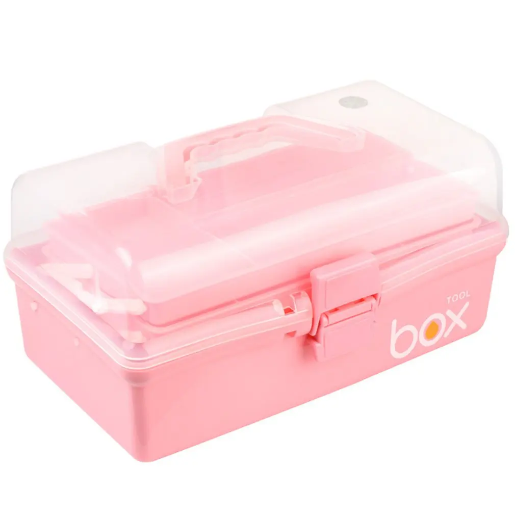 

Three-Tier Medicine Storage Box First Aid Kit Plastic Folding Medical Chest Organizer For Makeup Stationery Storage Boxes A22