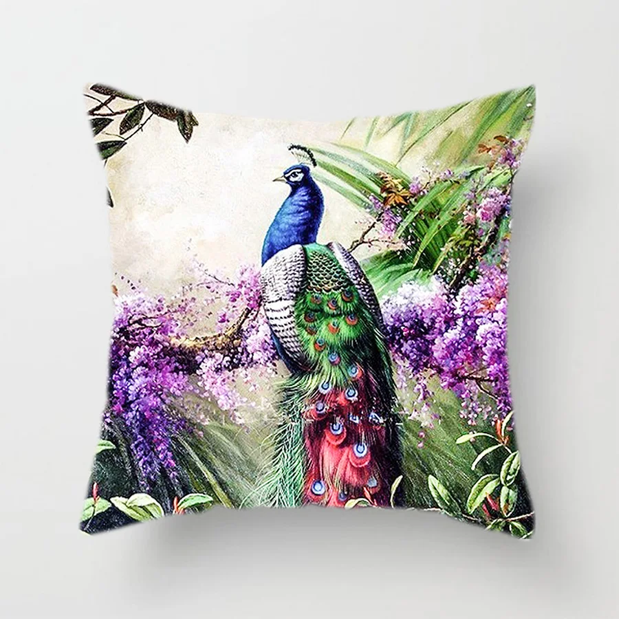 Подушка с павлином, чехол, красочные перья, декоративные подушки, чехол для дома, гостиной, декор для дивана, полиэстер, лен, элегантные чехлы
