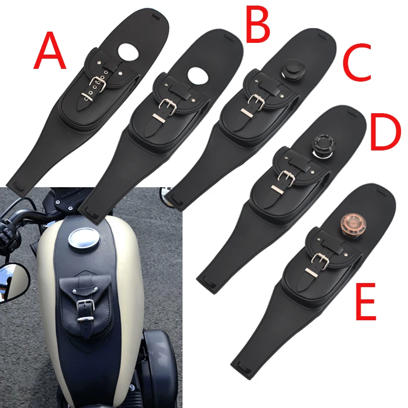 

Motorcycle Black Tank Chap Cover Panel Pad Bib Bra Bag For Harley Davidson 883 1200 Forty Eight Sportster Leather
