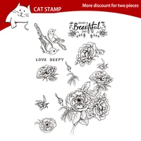 peony flowers and birds clear stamps for scrapbooking card making photo album silicone stamp diy decorative crafts