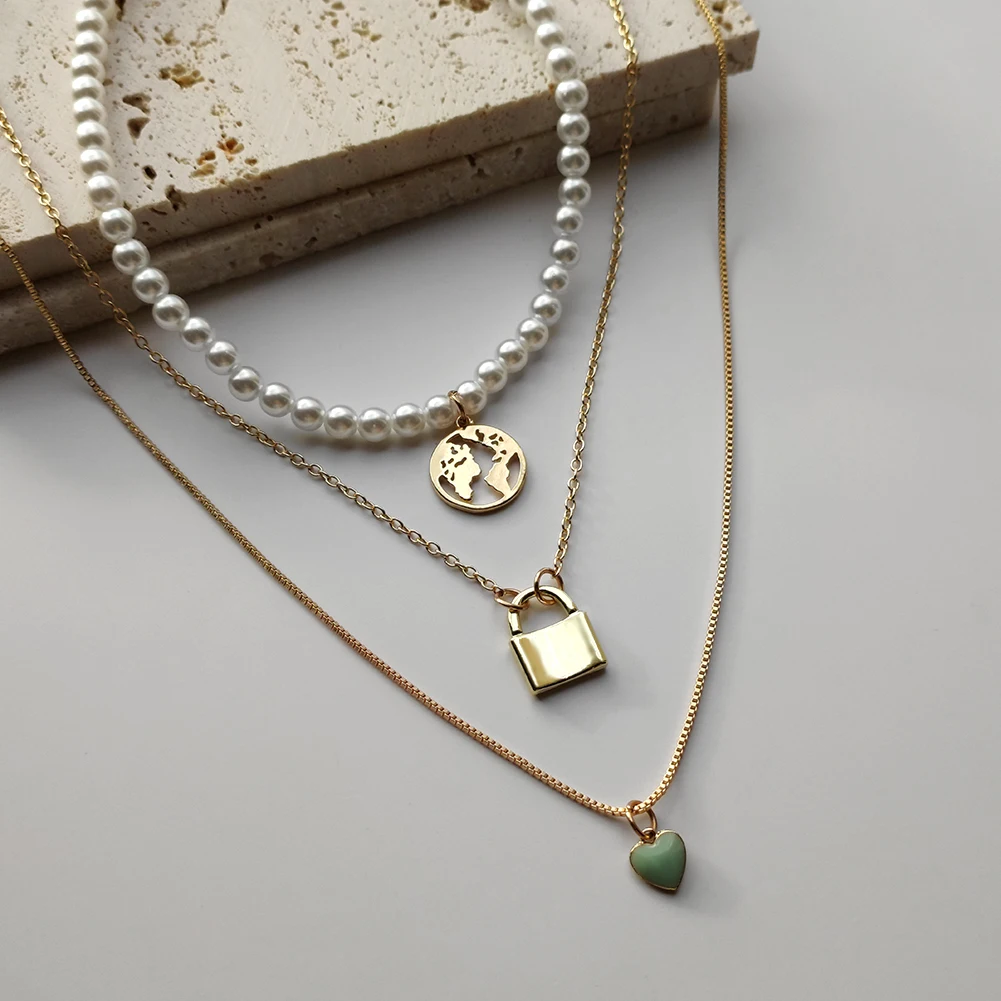 Женская цепочка с подвеской в виде сердца искусственным жемчугом - купить по