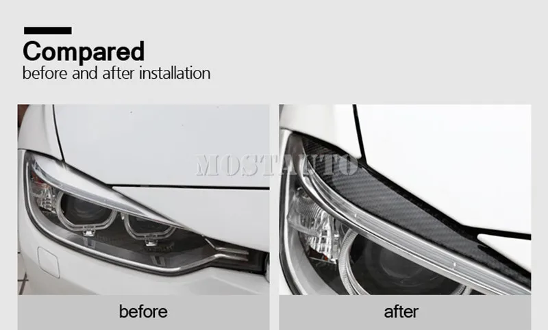 2 шт. накладки на передние фары из углеродного волокна для BMW 3 Series F30 F31 2013
