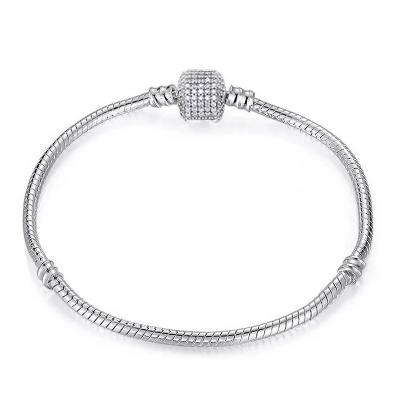 

Crystal Zircon Clip Charms Pulseras Fit Pan Original Bracelet DIY Beads Base Chain Bangle for Women Jewelry Making Berloque Gift