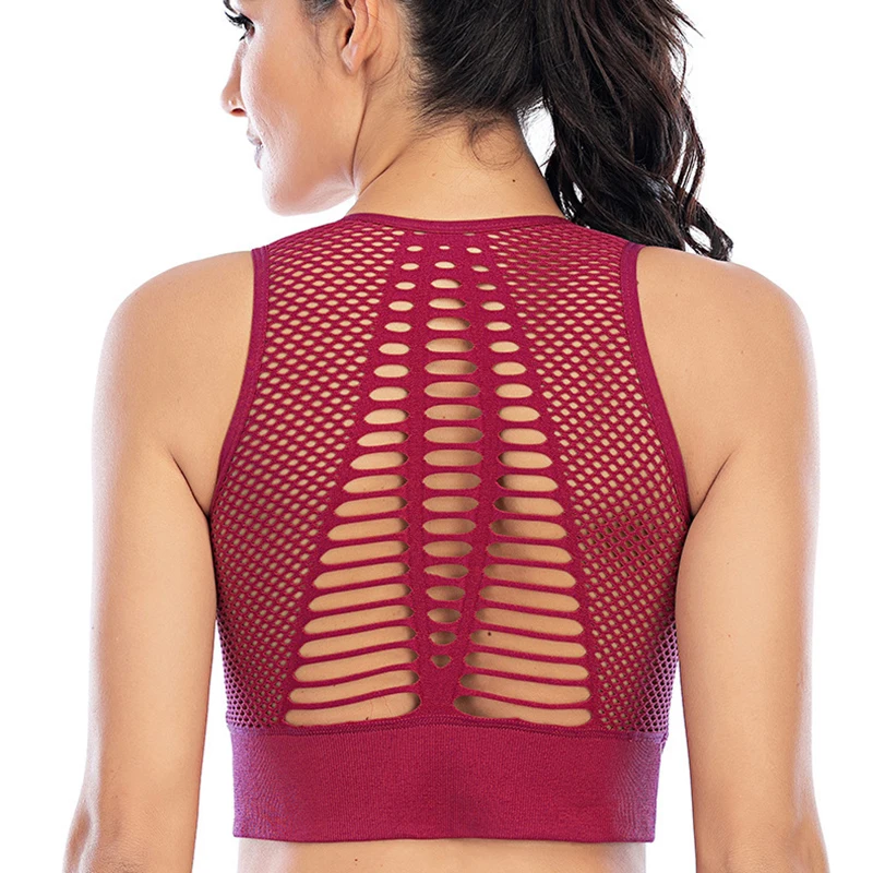 SVOKOR женский спортивный бюстгальтер для фитнеса сексуальный сетчатый дышащий топ