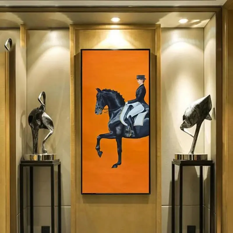 Классическая Современная Картина на холсте с изображением оранжевых лошадей